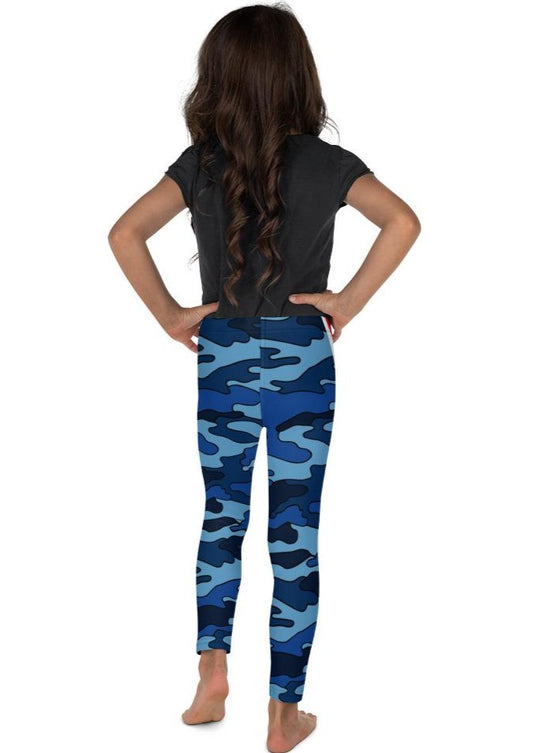 Navy Camo Red Stripe Kid's Leggings
