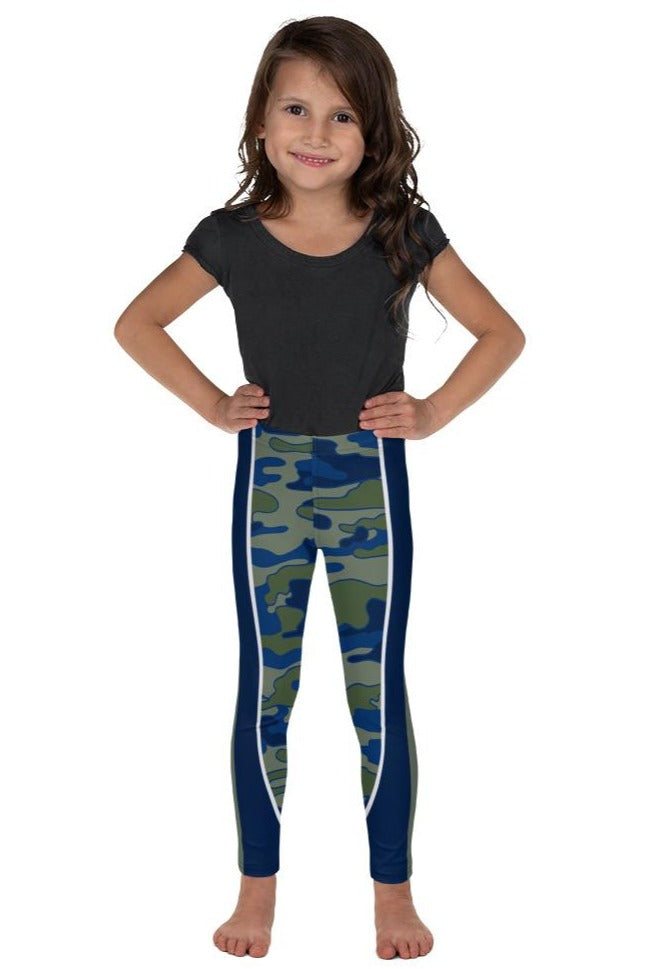 Olive & Navy Scoop Stripe Kid's Leggings