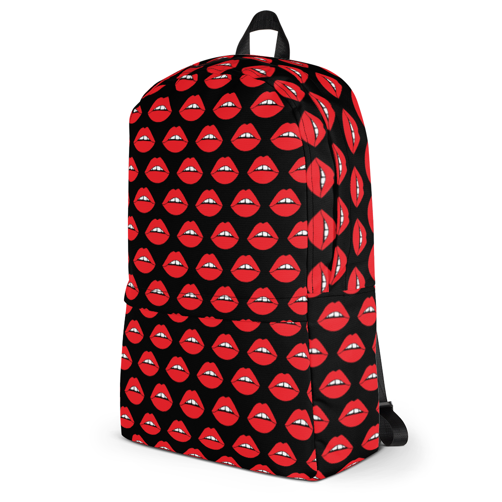 Lips on Black Backpack
