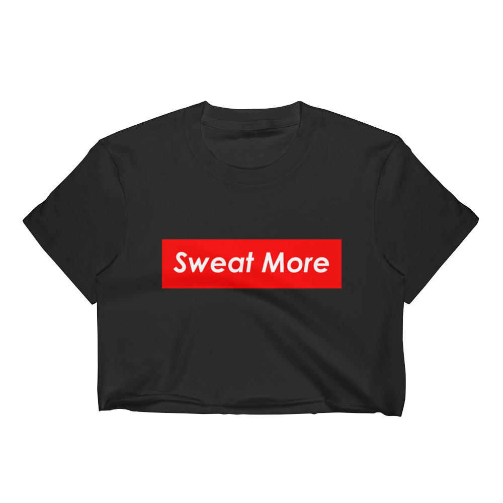 Sweat More Red Block Cropped T-Shirt