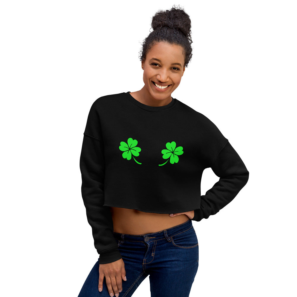 Green crop online sweatshirt