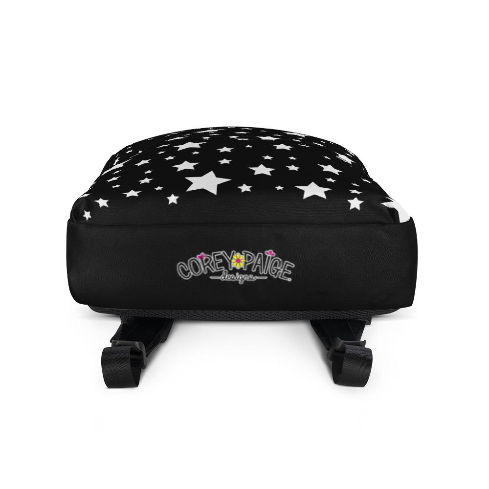 White Stars on Black Backpack
