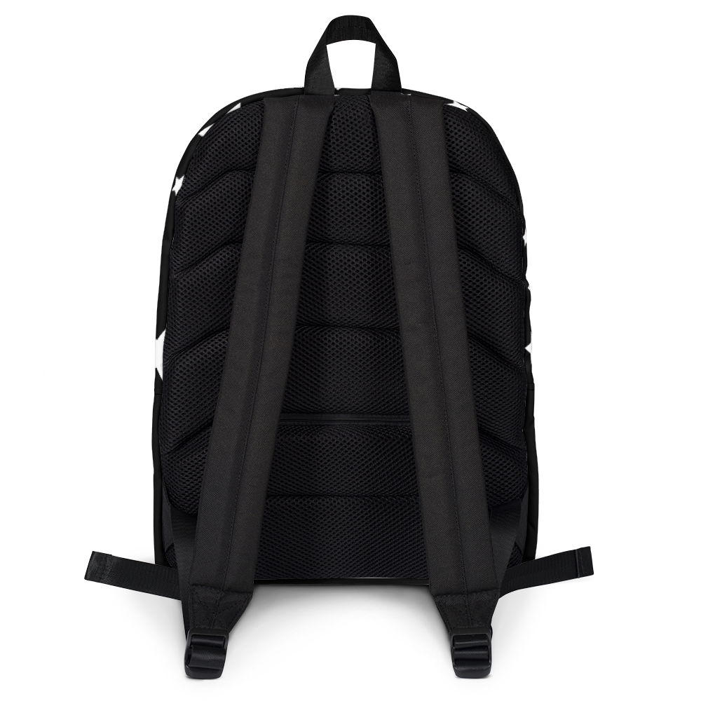 White Stars on Black Backpack