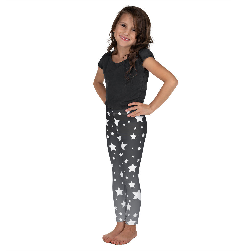 White Stars Gray Ombre Kid's Leggings