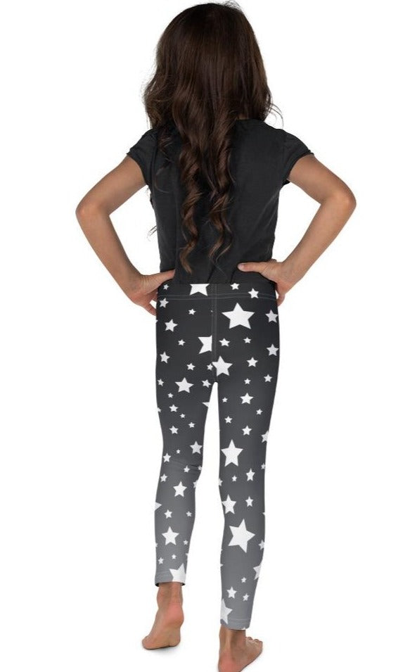 White Stars Gray Ombre Kid's Leggings