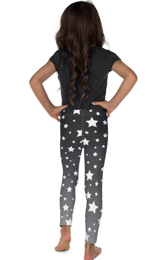White Stars Gray Ombre Kid's Leggings