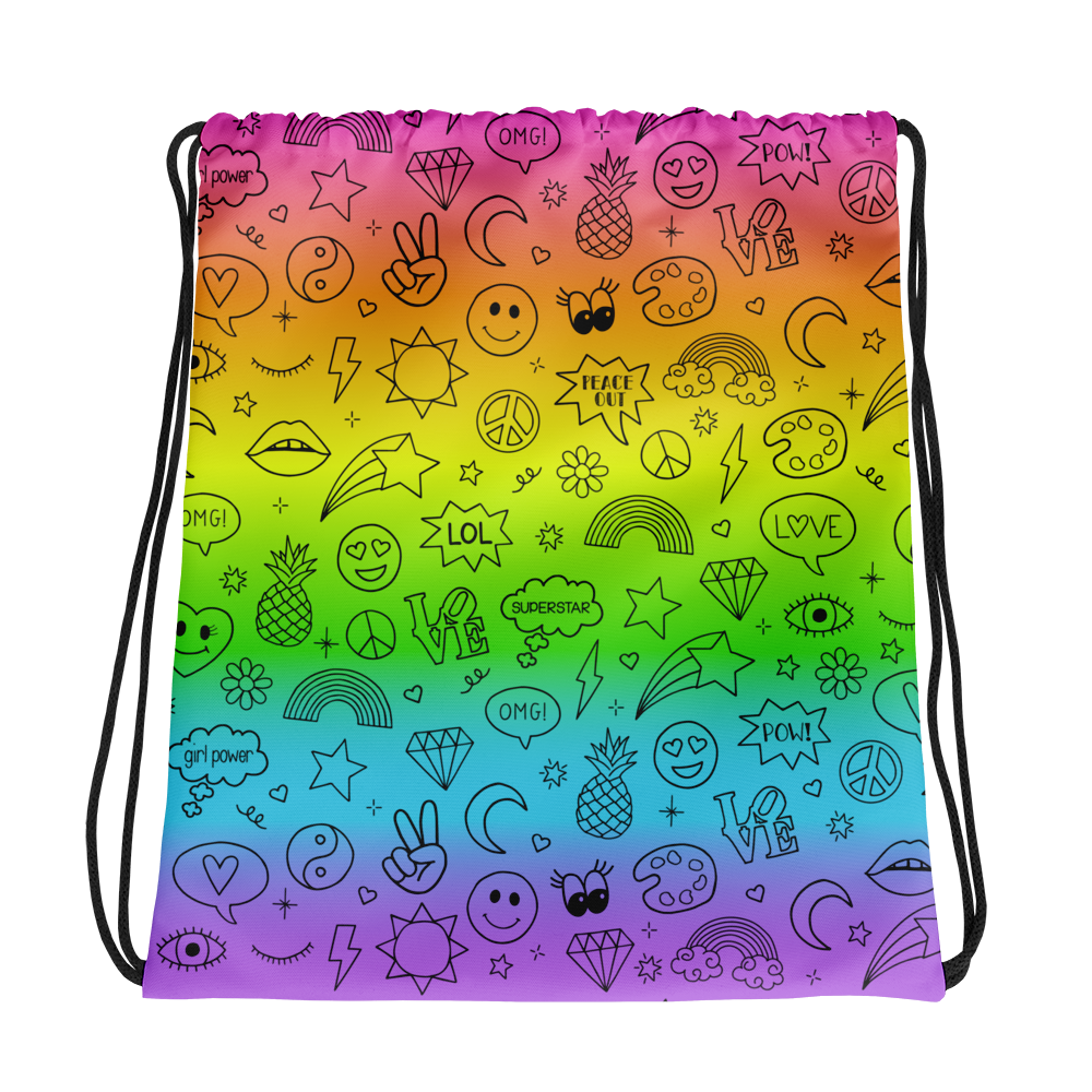 Fun Doodle Icons Drawstring Bag