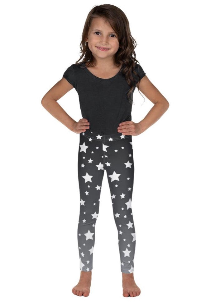 White Stars Gray Ombre Kid's Leggings