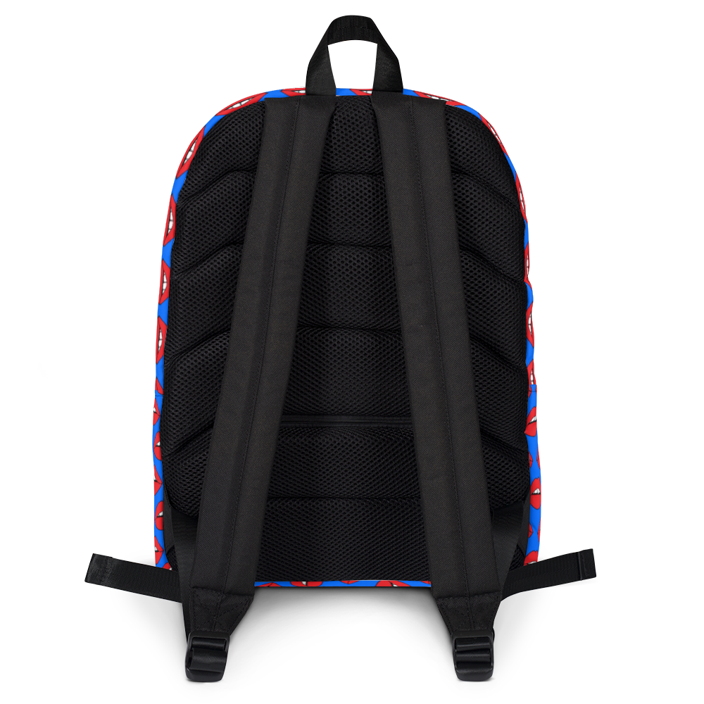 Lips on Blue Backpack