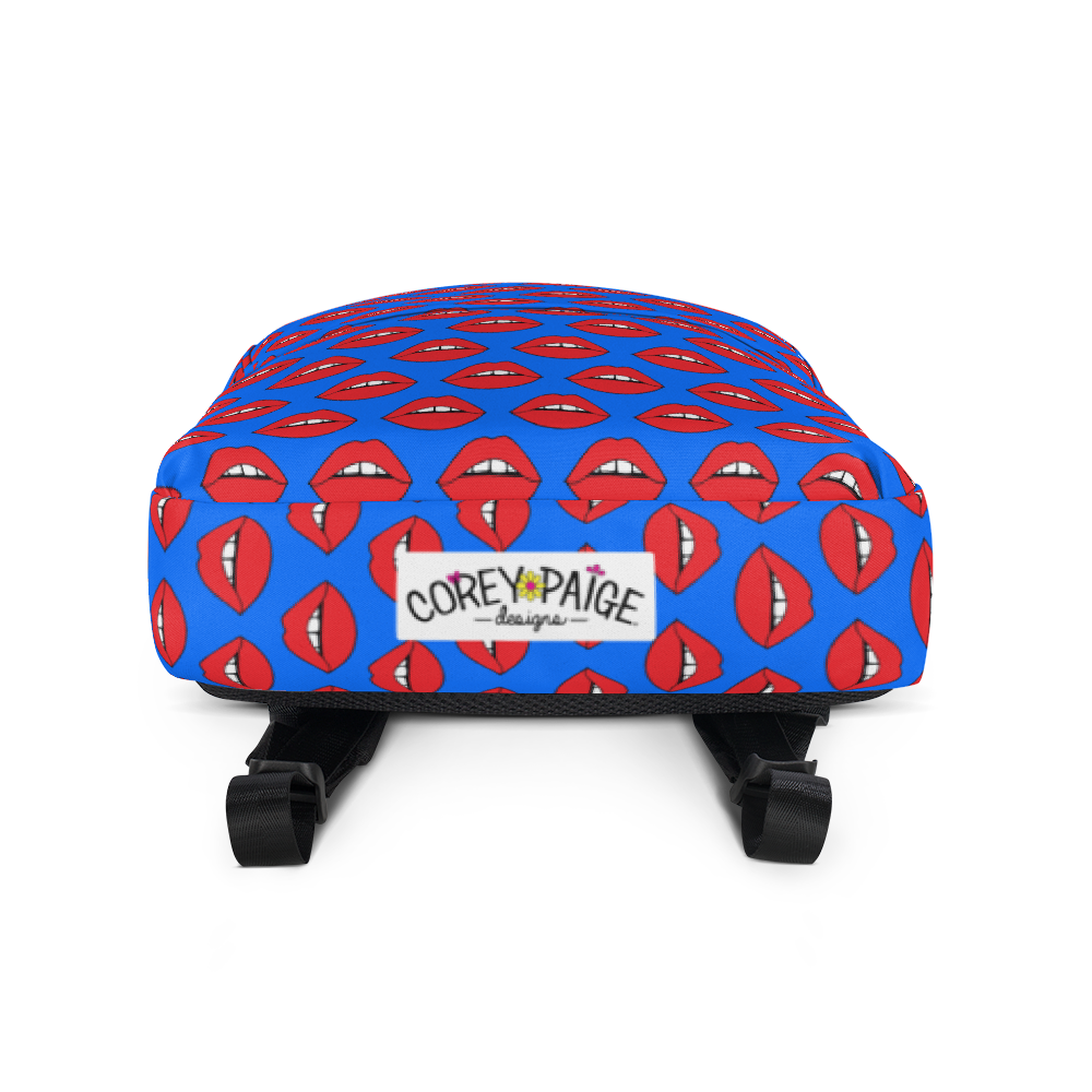 Lips on Blue Backpack