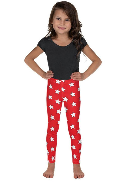 White All Star Red Kid's Leggings