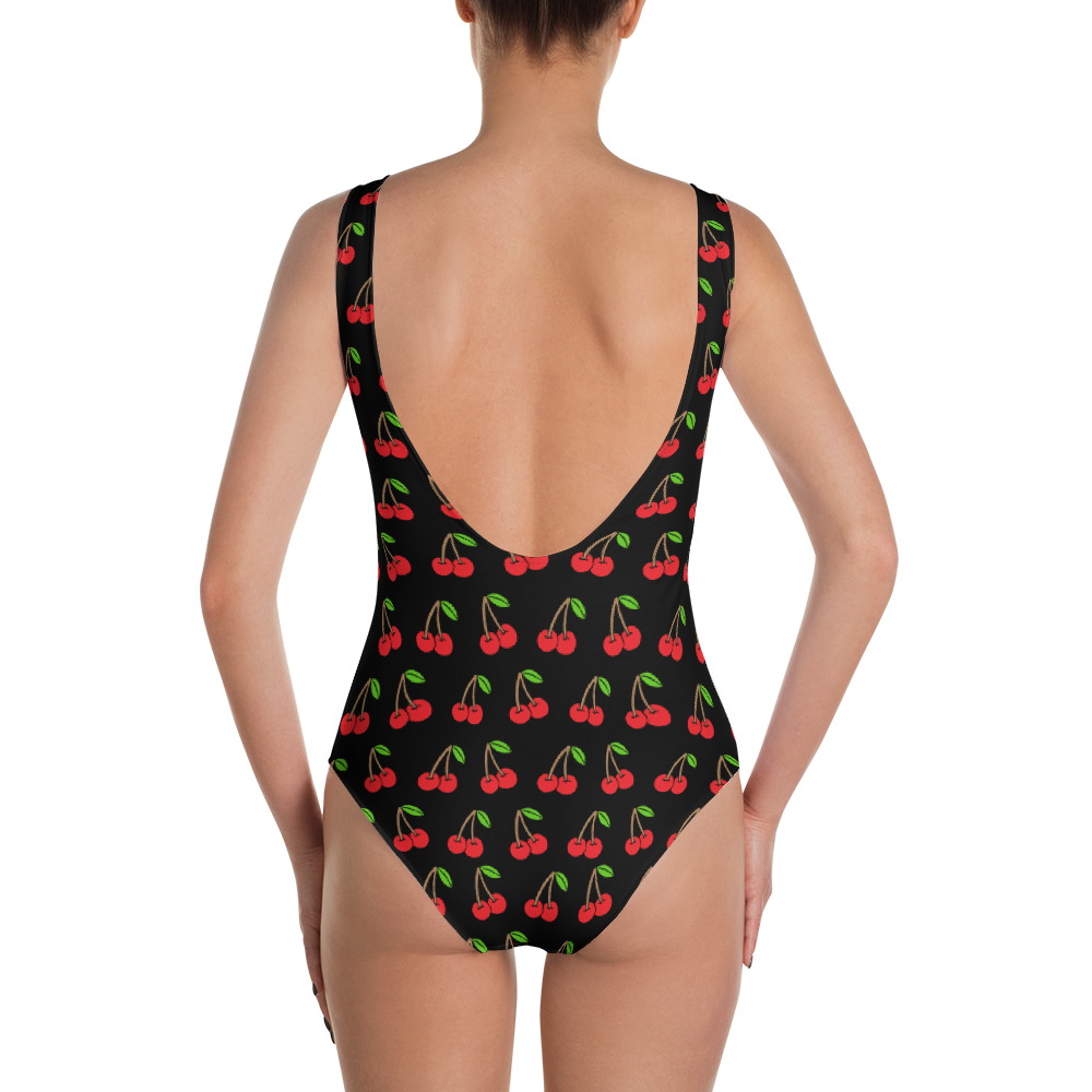 Cherries on Black One-Piece