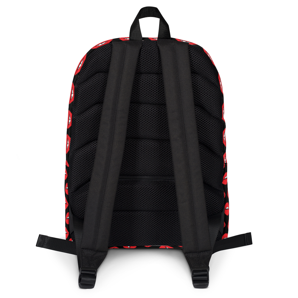Lips on Black Backpack
