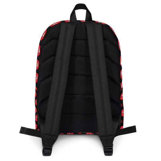 Lips on Black Backpack