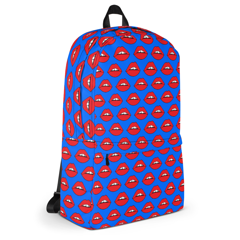 Lips on Blue Backpack