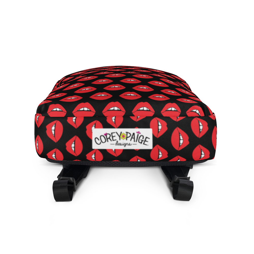 Lips on Black Backpack