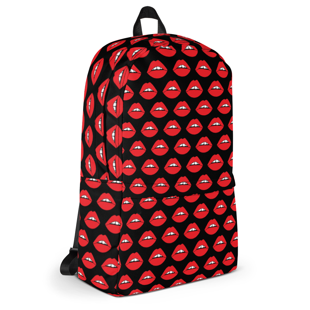 Lips on Black Backpack