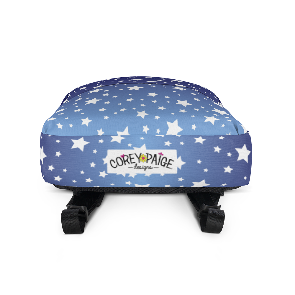 White Stars Blue Ombre Backpack
