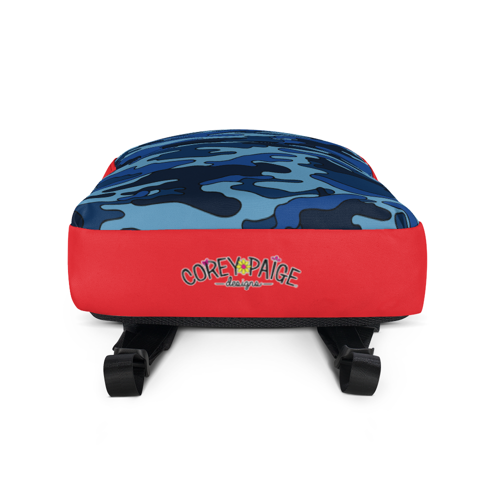 Navy Camo with Red Backpack