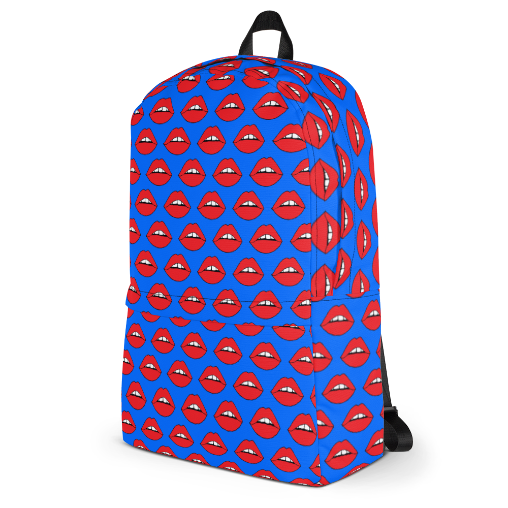 Lips on Blue Backpack