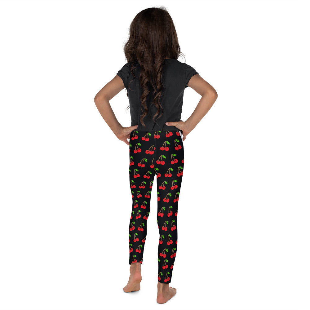 Cherries Double White Stripe Kid's Leggings