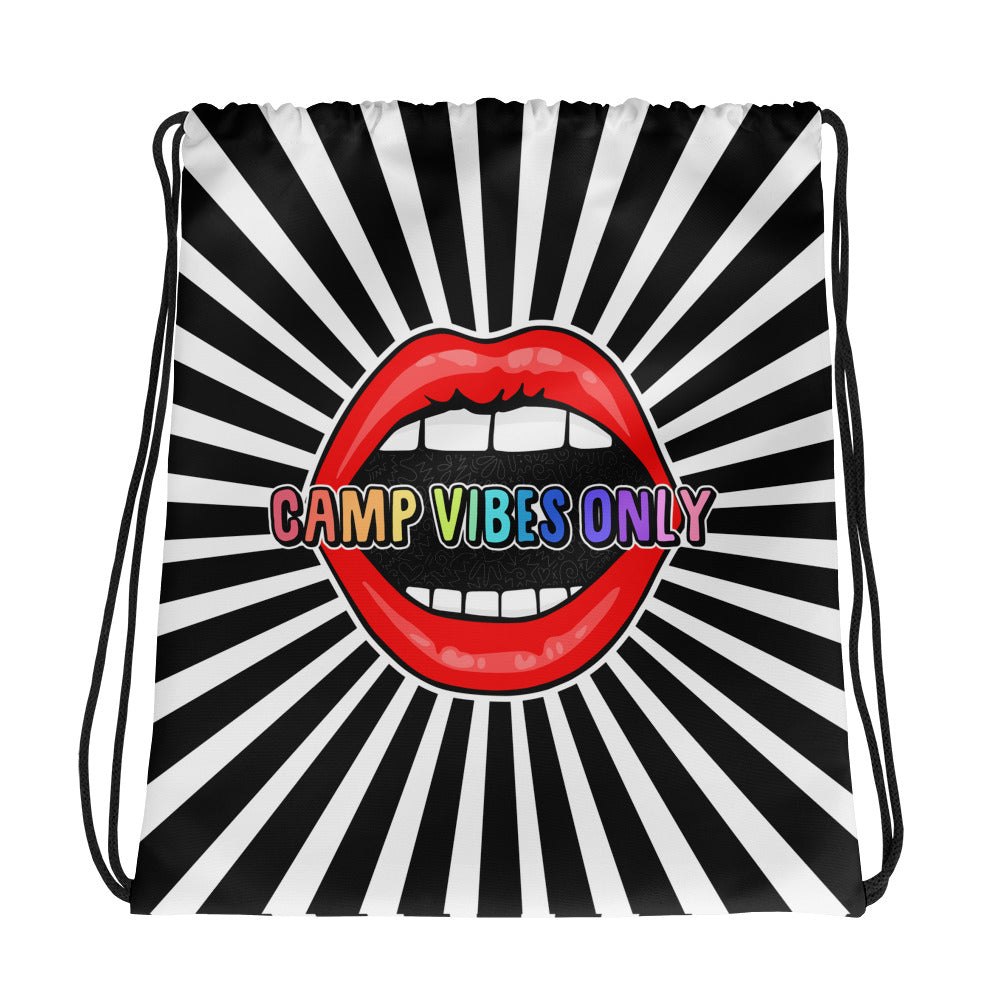 Camp Vibes Only Mouth Drawstring bag