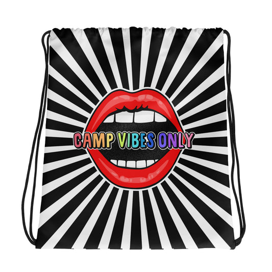 Camp Vibes Only Mouth Drawstring bag
