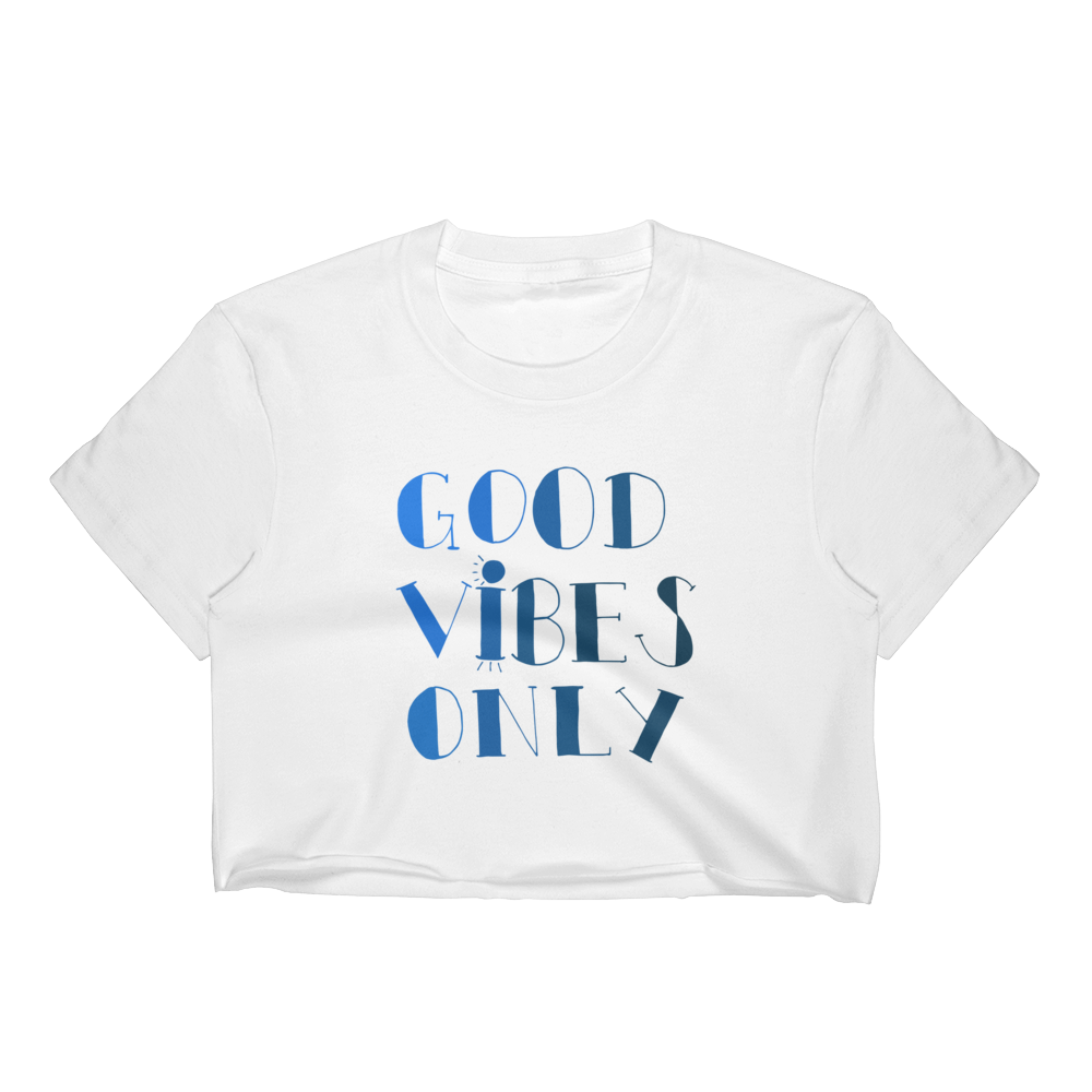 Good Vibes Only Blue Ombre T-Shirt Crop Top