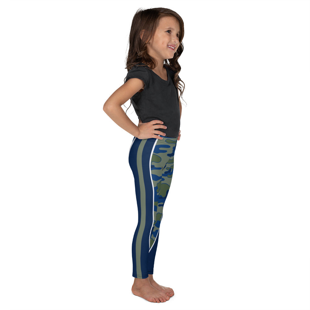 Olive & Navy Scoop Stripe Kid's Leggings