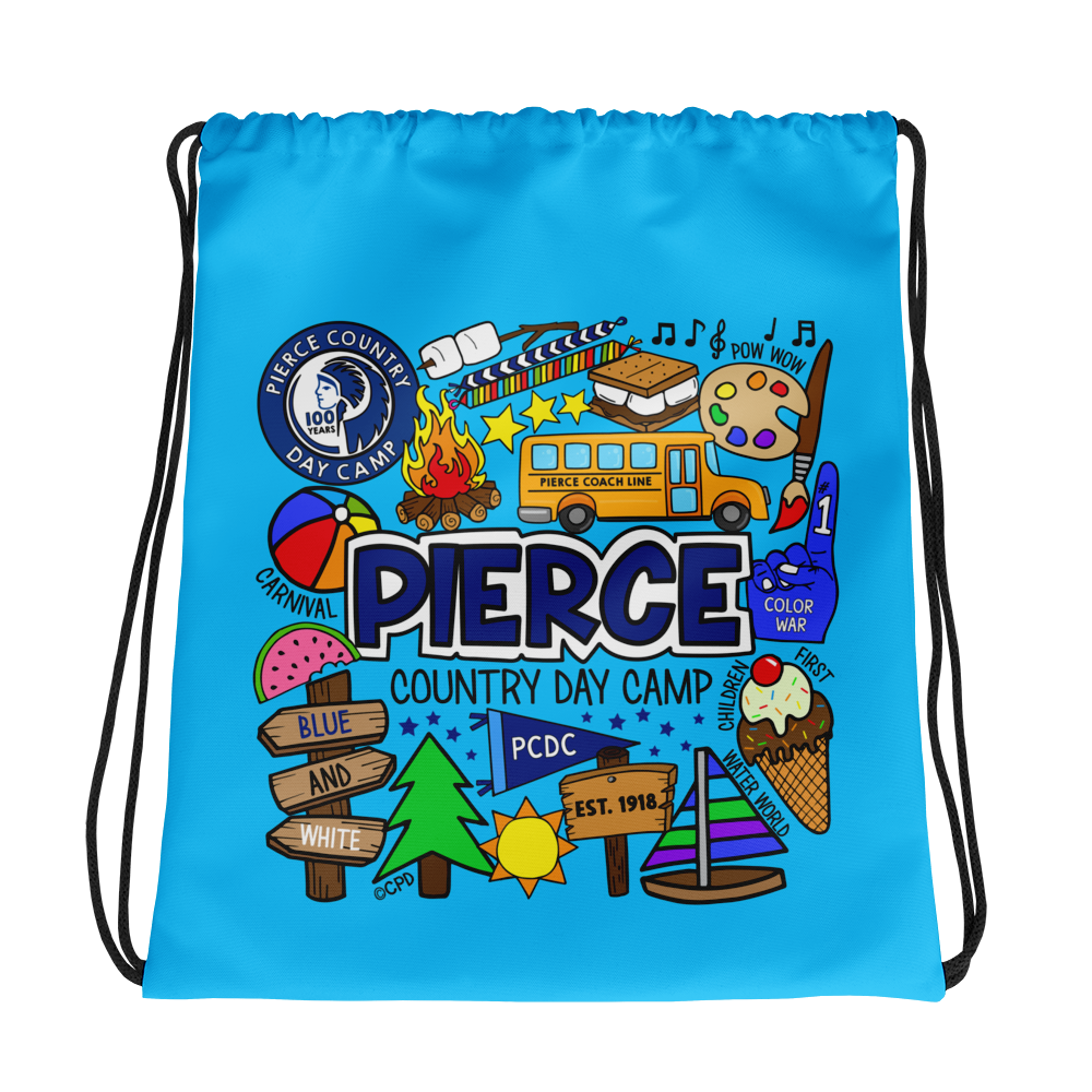 Pierce Day Camp Collage Drawstring Bag