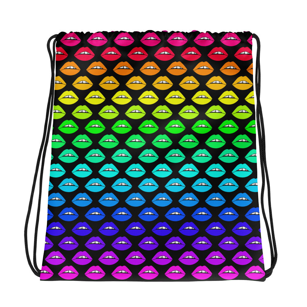 Rainbow Lips Drawstring bag