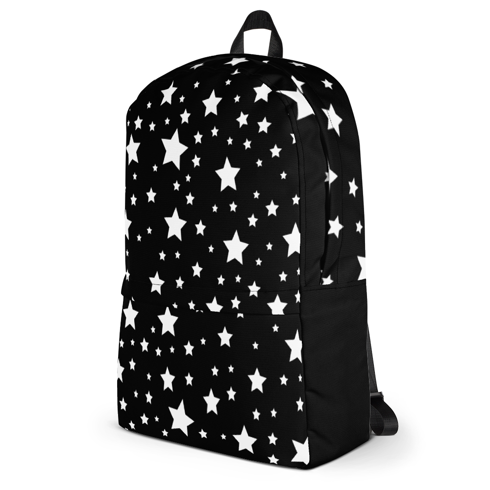 White Stars on Black Backpack