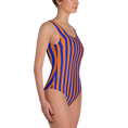 Load image into Gallery viewer, Orange & Blue Striped One-Piece