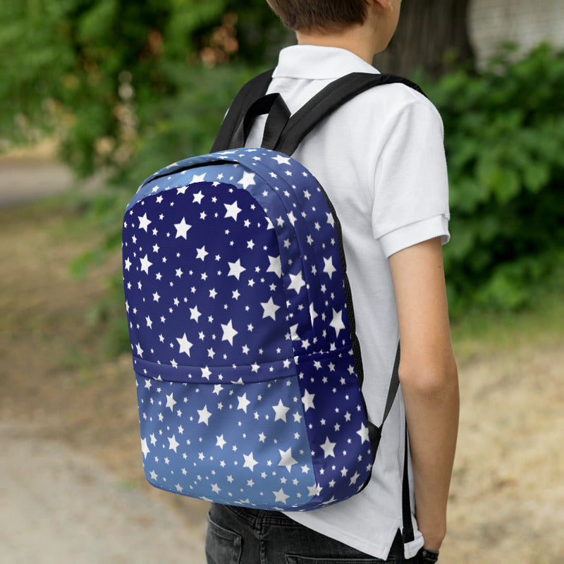 White Stars Blue Ombre Backpack