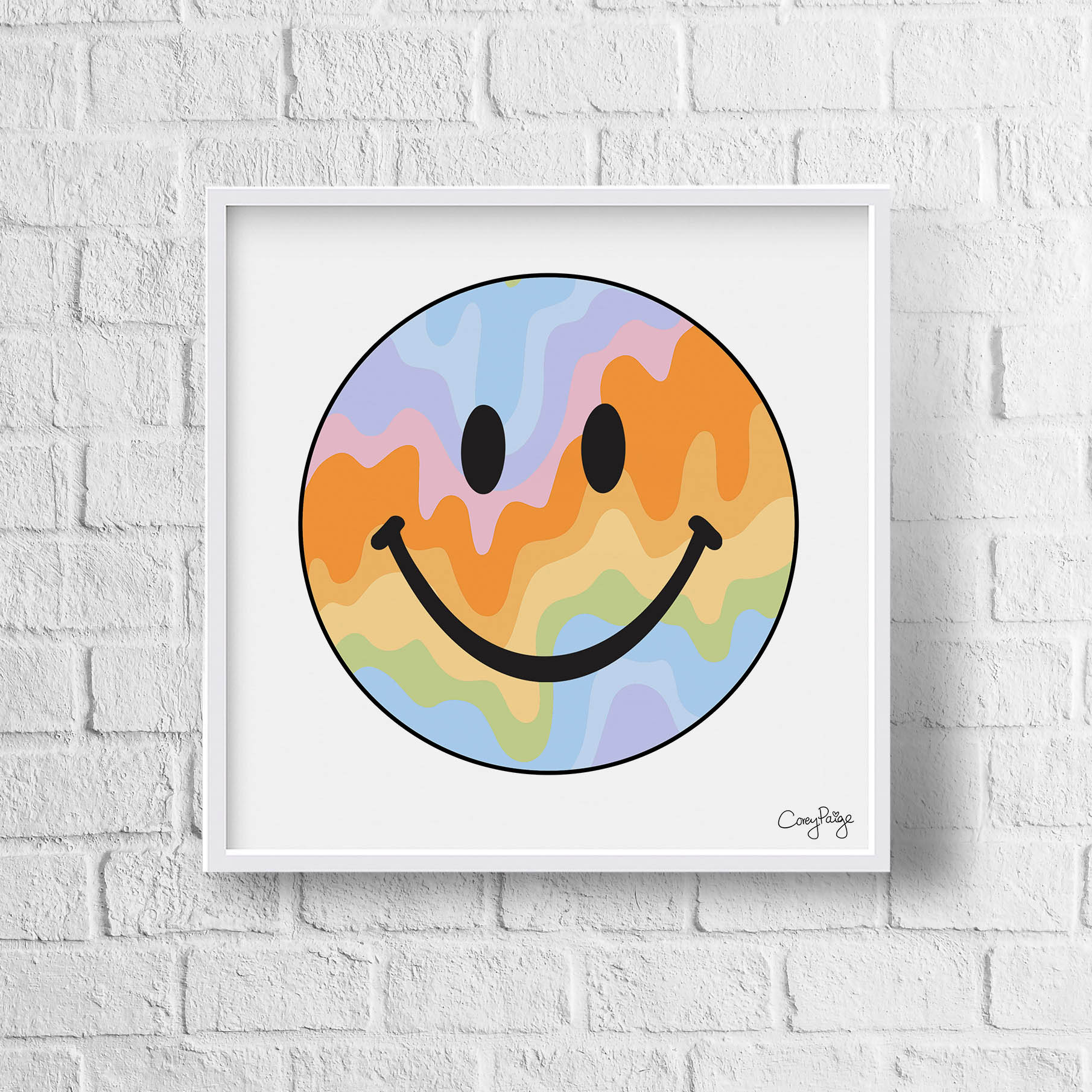 Pastel Drippys Happy Face Framed Print