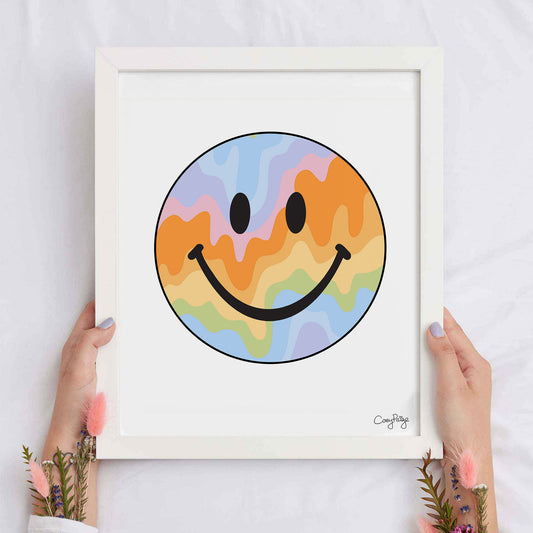 Pastel Drippys Happy Face Framed Print