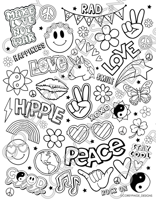 Good Vibes Coloring Sheet Pack