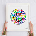 Load image into Gallery viewer, Rainbow Electric Love Happy Face Framed Print