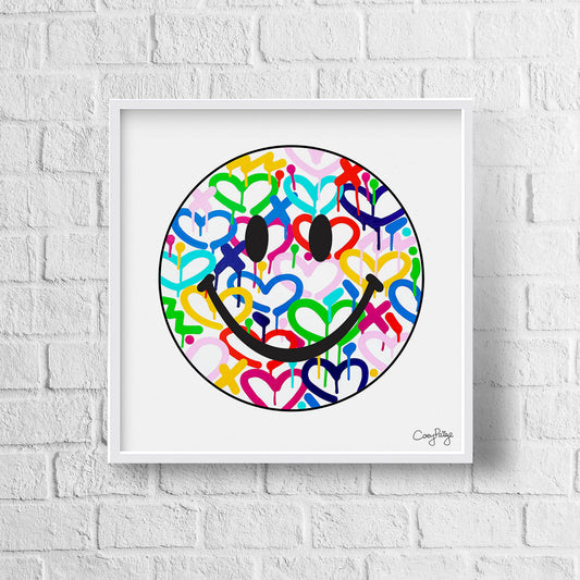 Rainbow Electric Love Happy Face Framed Print