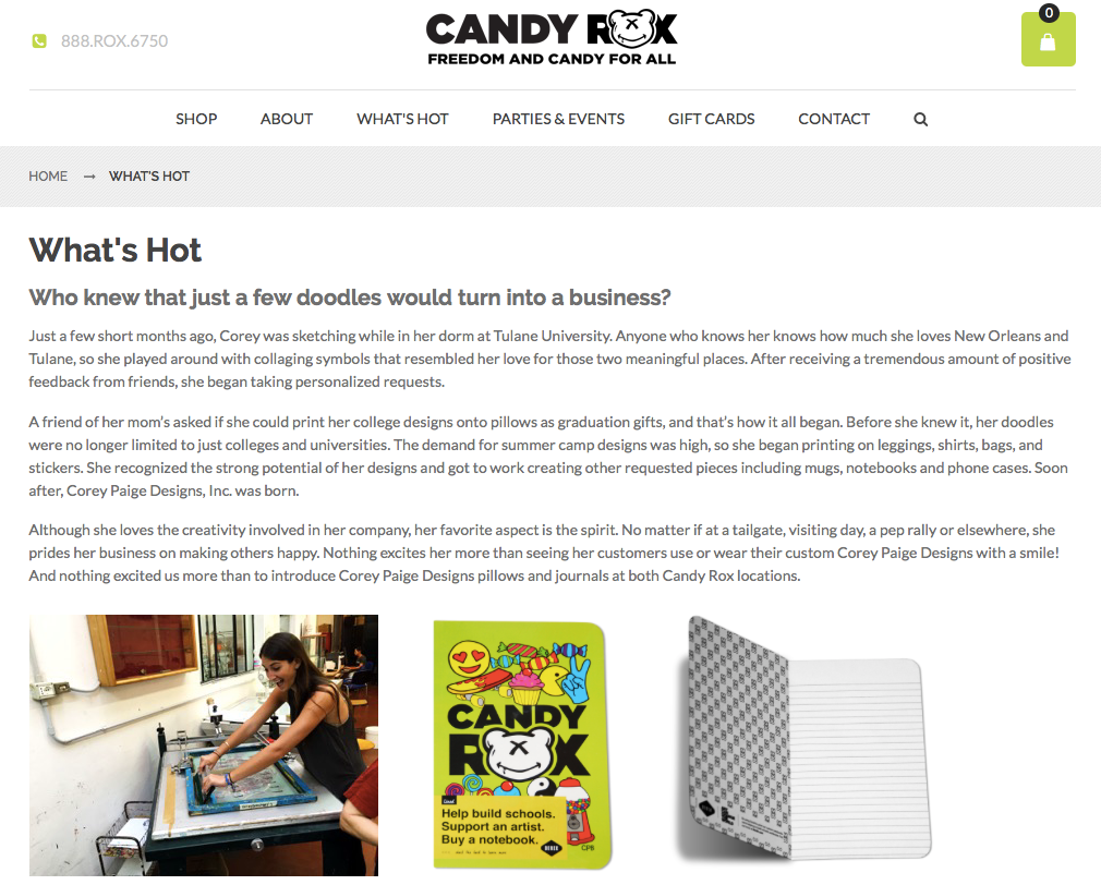 Corey Paige Designs Featured in Candy Rox