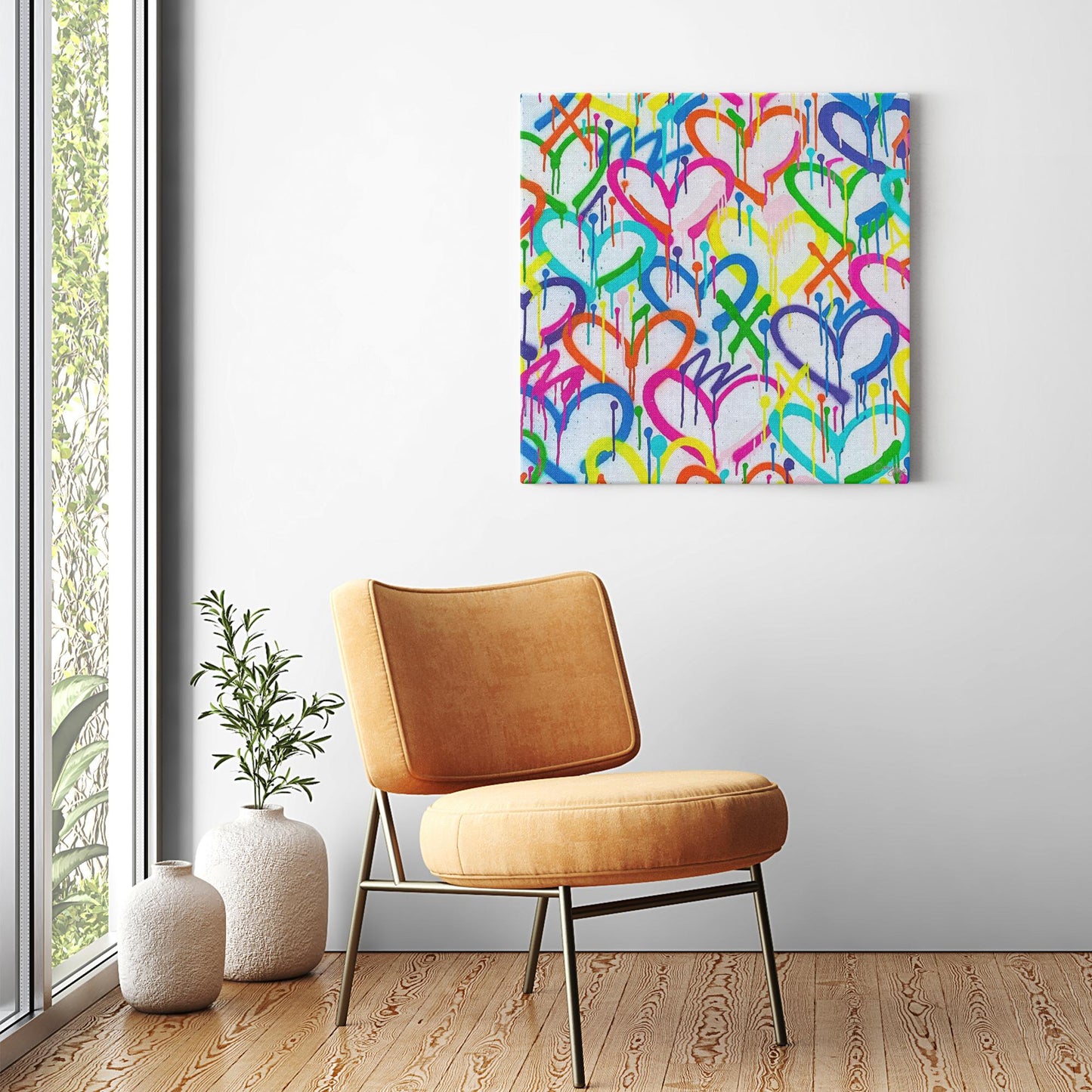 Rainbow Graffiti Hearts Canvas Print