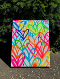 Load image into Gallery viewer, Rainbow Graffiti Hearts Canvas Painting

