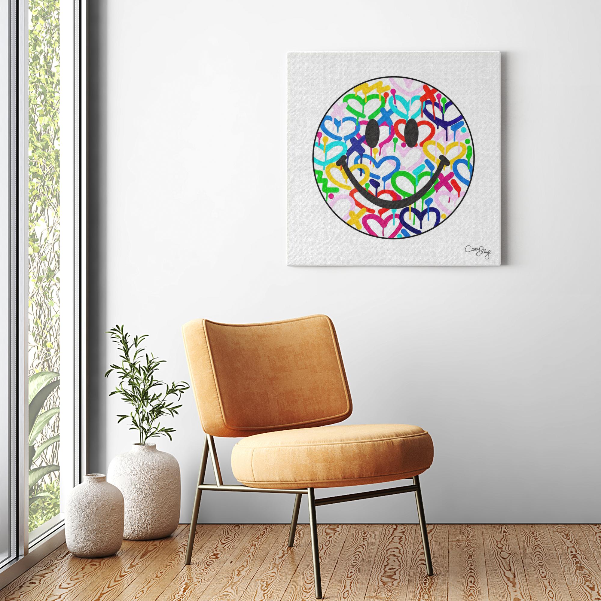 Rainbow Electric Love Happy Face Canvas Print