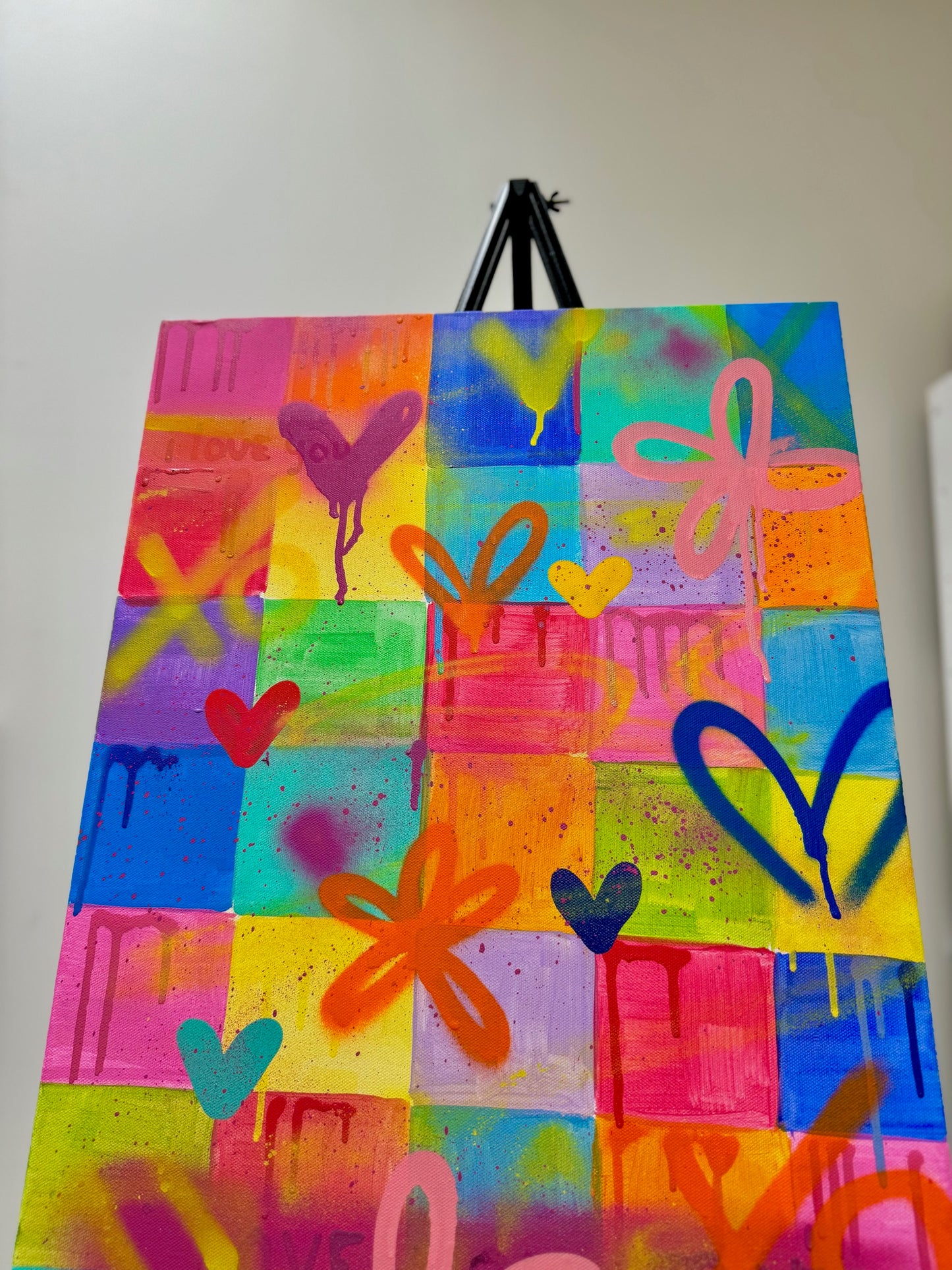 Colorful Grid Graffiti Love Painting