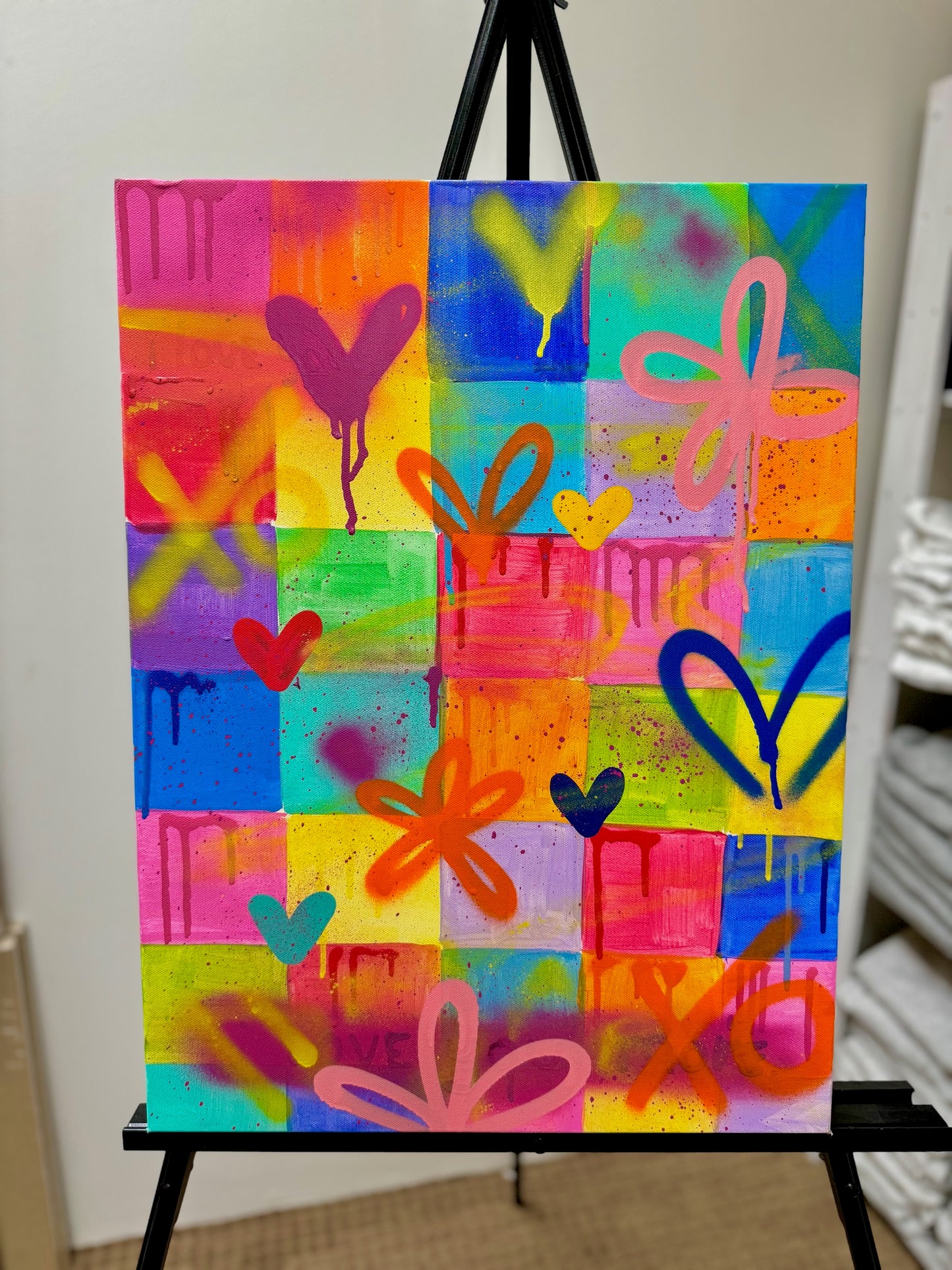 Colorful Grid Graffiti Love Painting