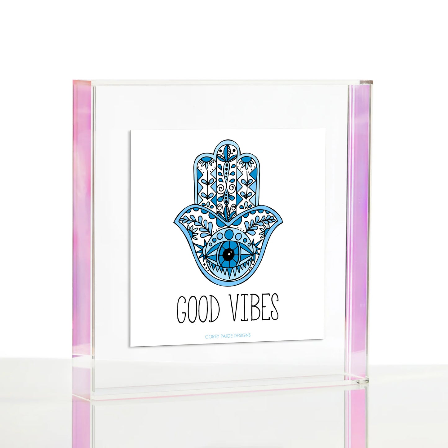 Blue Hamsa Good Vibes Wexel Float Frame