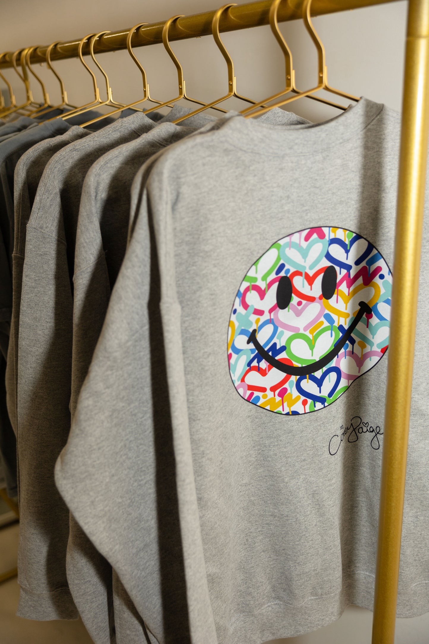 Rainbow Electric Love Happy Face Crewneck