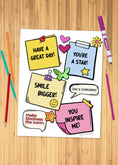 Load image into Gallery viewer, Give A Compliment Sticky Notes Coloring Sheet
