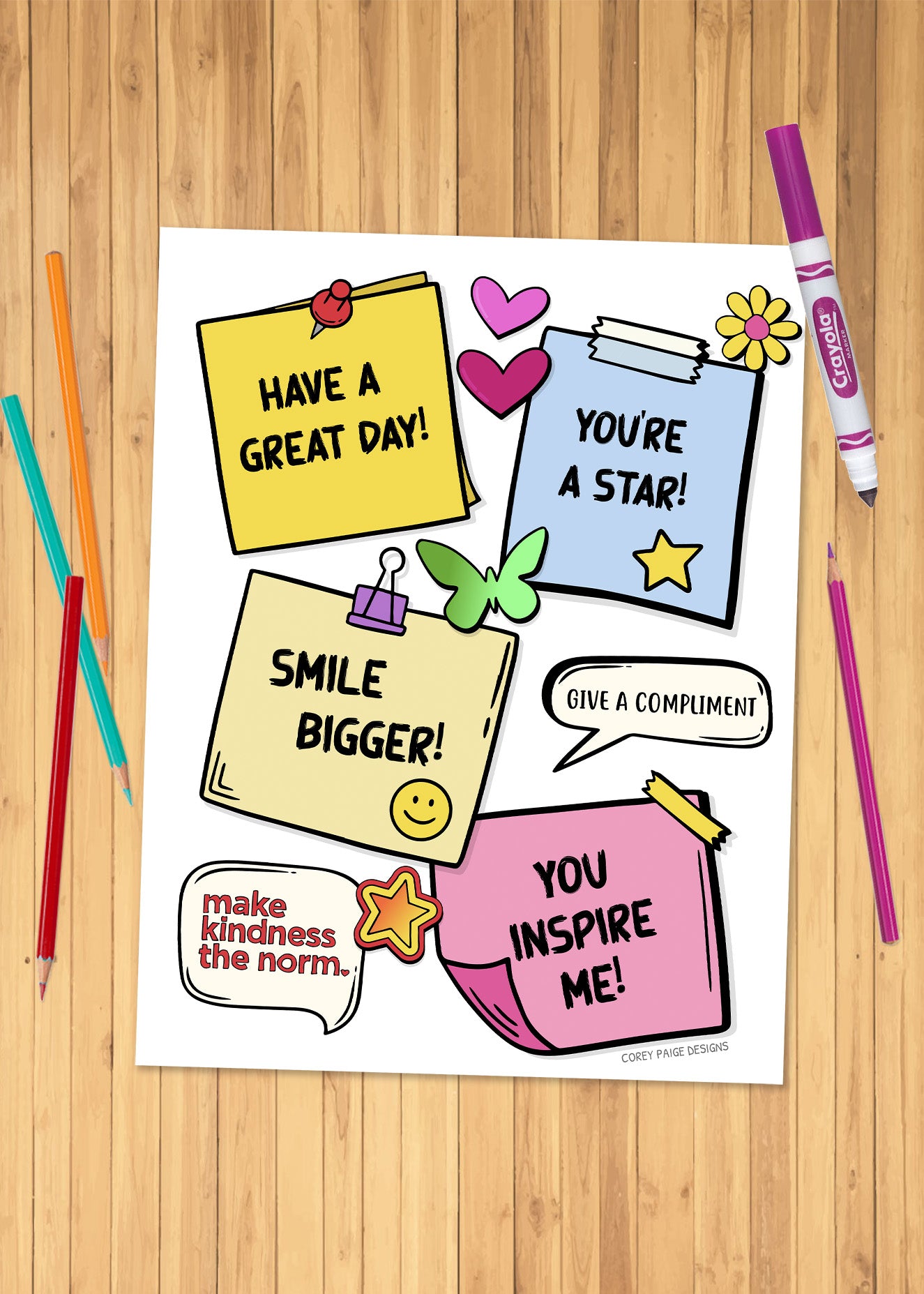 Give A Compliment Sticky Notes Coloring Sheet