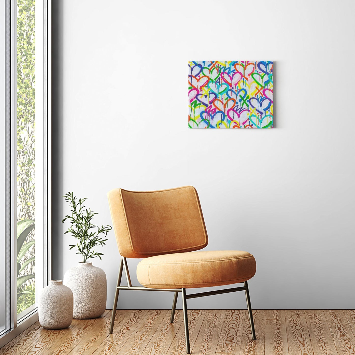 Rainbow Graffiti Hearts Canvas Print